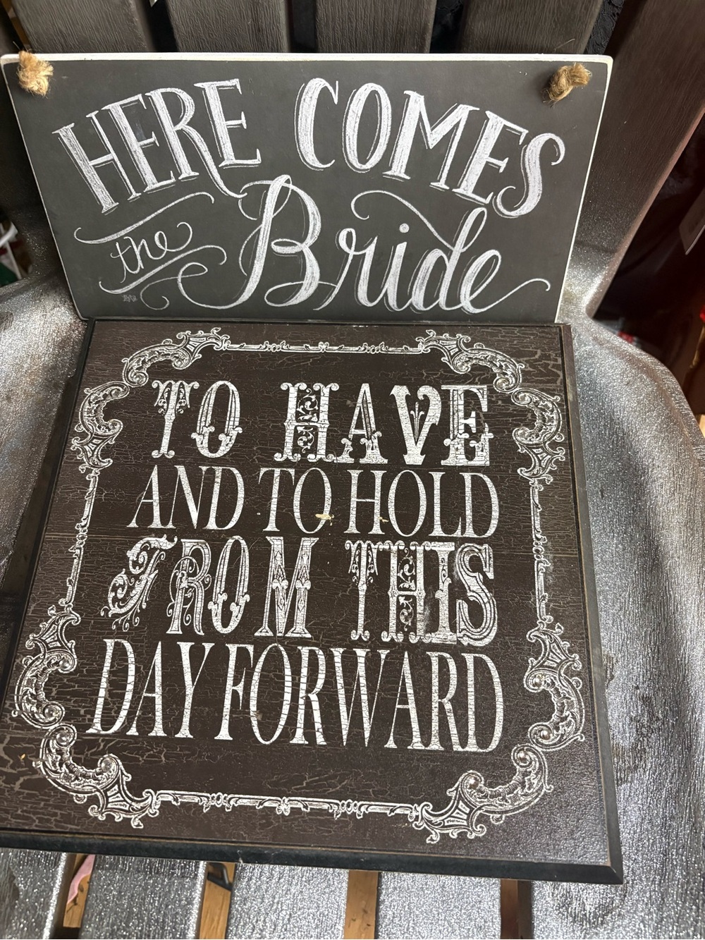 Hobby Lobby Black & White 'Here Comes the Bride' Wedding Plaque Set